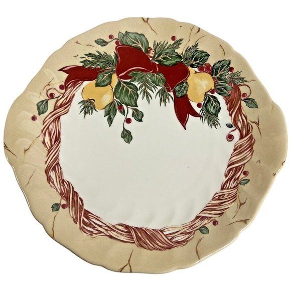4 Wedgwood Home Amway Wreath Dinner Plates 1998 Made England Christmas Handle - Picture 2 of 9